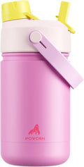 12 oz Kids Insulated Water Bottle: 2-in-1 Straw Spout Lid, Cold 24H, Car by POWCAN