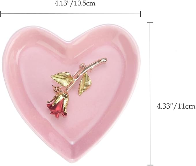 JAMEND CLXP Pink Heart Jewelry Tray, Engagement Wedding Ring Dish Earring Holder - Image 2