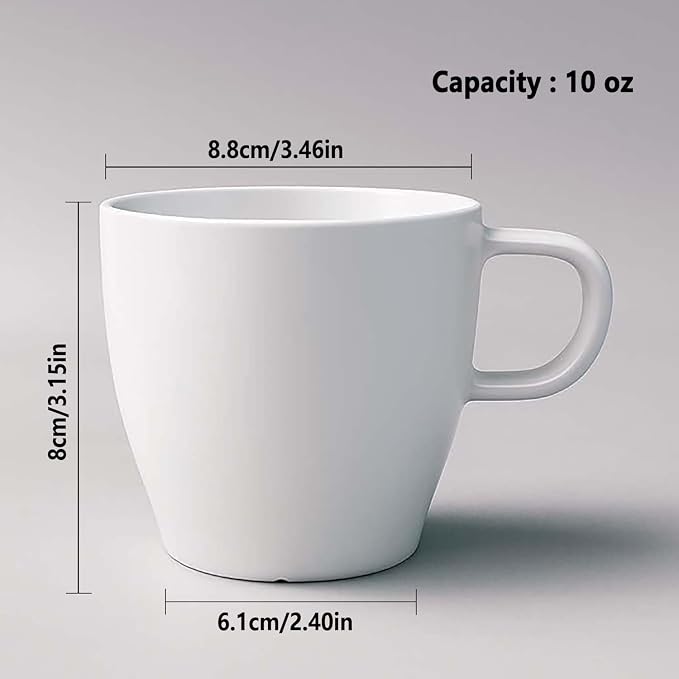 6-Pack 10oz Unbreakable Coffee Mugs, Microwave Safe Premium Drinkware, - Image 2