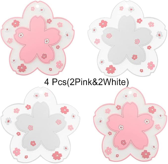 Sakura Coasters Set of 4 Kawaii Cup Mat Anti-Skid Pot Bowl Pad Placemats PVC - Image 2