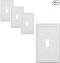 4-Pack Single Toggle Light Switch Cover Plate, Pearls Decorative Switch Plate Covers, Pure White 1 Gang Metal Wall Plate, Corrosion Resistant