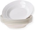 Ceramic Pasta Bowls Set of 6– 13.5oz/22oz Porcelain Soup & Salad Bowls, Wide Rim, Oven/Dishwasher Safe – Elegant White Dinnerware for Italian Dishes