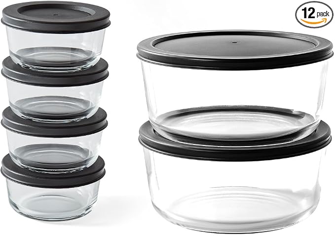 12-Piece Glass Food Storage Containers Set | 1-Cup & 6.5-Cup, Leakproof | by DuraLiving