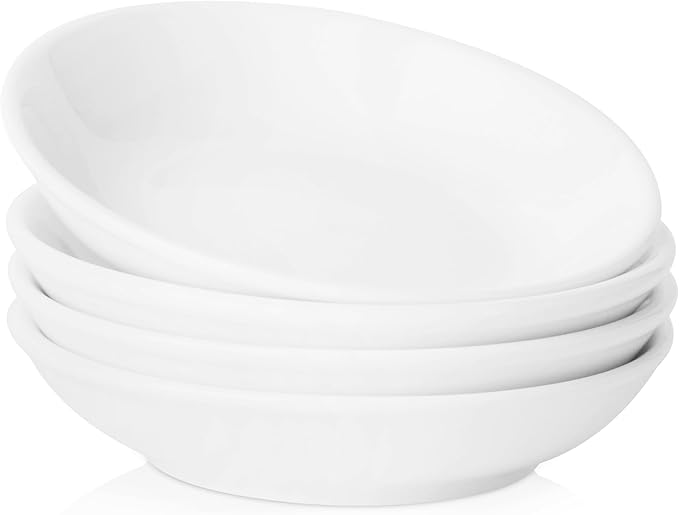 UIBFCWN 3 Oz Ceramic Dipping Bowls, Soy Sauce Dishes Set of 4, Dipping Sauce Cups/Bowls/Dishes for Kitchen, Mini Appetizer Plates for Condiment Sushi Ketchup BBQ Party, 4 Inch