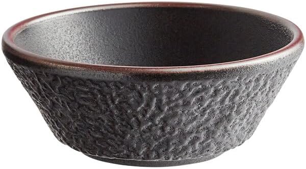 Heika Black Matte Textured Stoneware Bowl, 16 oz, Round, Banded Rim, Oven Safe, 12 per Case