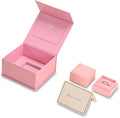 Oirlv Ring Gift Box with Lid Magnetic Boxes for Wedding Proposal Gift Birthday Present with Card(Pink)