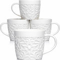 25DOL 16 oz Ceramic Coffee Mugs Set of 4 – Embossed Nature-Inspired Design by 25DOL
