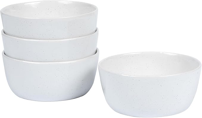 6inch Ceramic Bowl Sets,Stoneware Kitchen Bowl,Porcelain Bowls Set of 4 for Soup, Cereal, Oatmeal, Fruit, Rice - Dishwasher & Microwave Safe,White