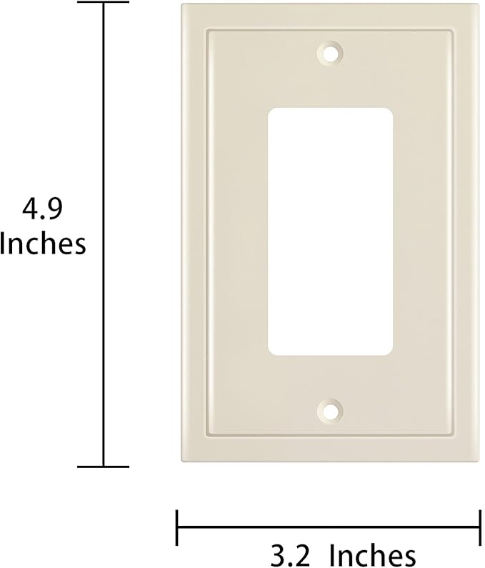 Henne Bery Modern Edge Decorative Wall Plate Switch Plate Outlet Cover, Durable Solid Zinc Alloy (Single Decorator 3PK, Light Almond)
