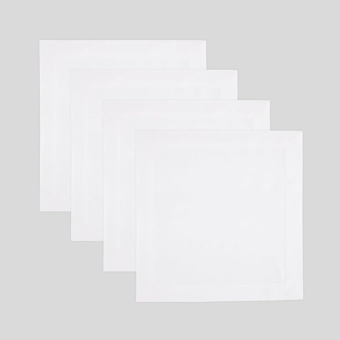 Solino Home White Placemats Set of 4-100% Pure Linen Placemats 14 x 14 Inch for Winter, Valentines, Spring, Easter - Fete