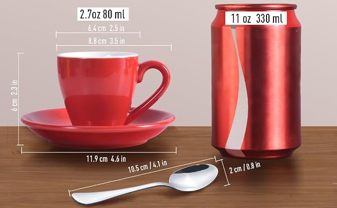 homEdge Porcelain Espresso Shot Cup Set - 80 ml / 2.67 oz - Image 7