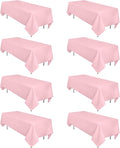 8 Pack Pink Valentine's Day Tablecloth 60 x 126 Inch Rectangular Tablecloths for 8 Foot Rectangle Tables, Wrinkle Resistant Pink Table Cloth Washable Polyester Fabric for Buffet Wedding Party Banquet