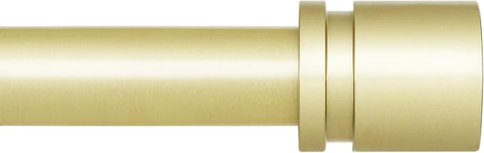 Curtain Rods for Windows 16 to 144 Inches Adjustable Length 1 Inch Diameter Window Curtain Rod with Aluminium Finials, Warm Gold