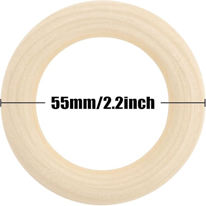 10PCS Natural Wooden Rings for Crafts, Unfinished Wooden Rings for Macrame - Image 4