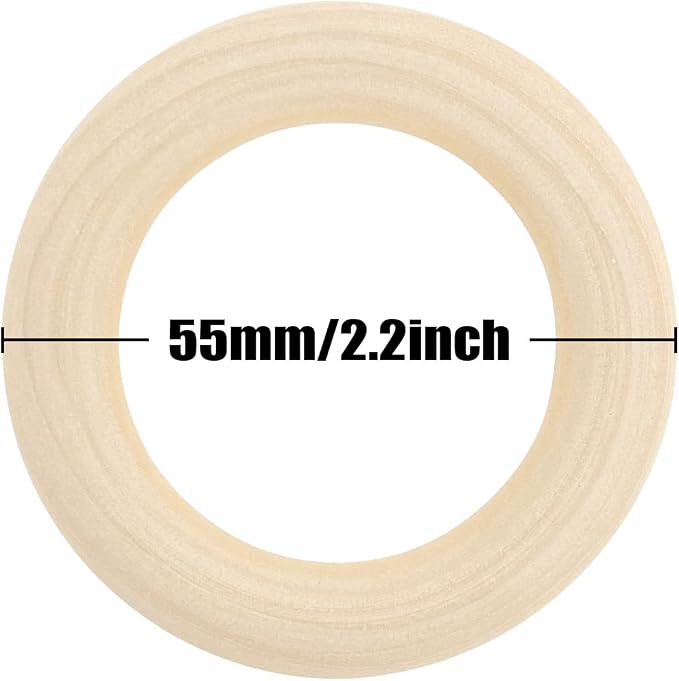 50 PCS Unfinished Wooden Rings for Crafts, Natural Wood Rings for DIY Without - Image 4