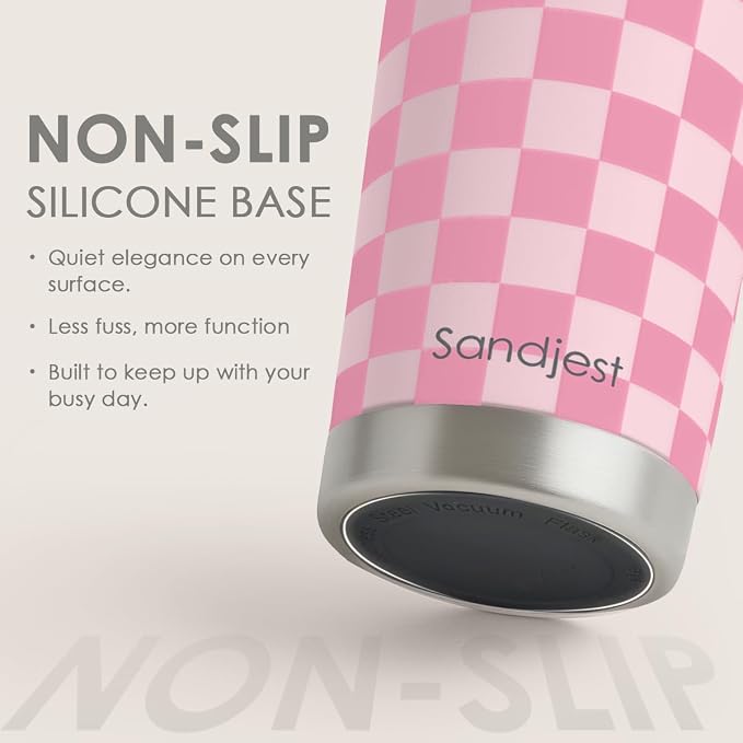 SANDJEST Checkered Tumbler 20oz Stainless Steel Insulated, Checker Travel - Image 4