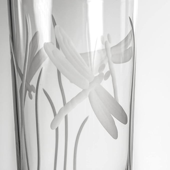 Rolf Glass Dragonfly Highball Glass 15 ounce - Set of 4 Cooler Glasses – Lead-Free Glass - Etched Drinking Glass with Heavy Base - Made in the USA