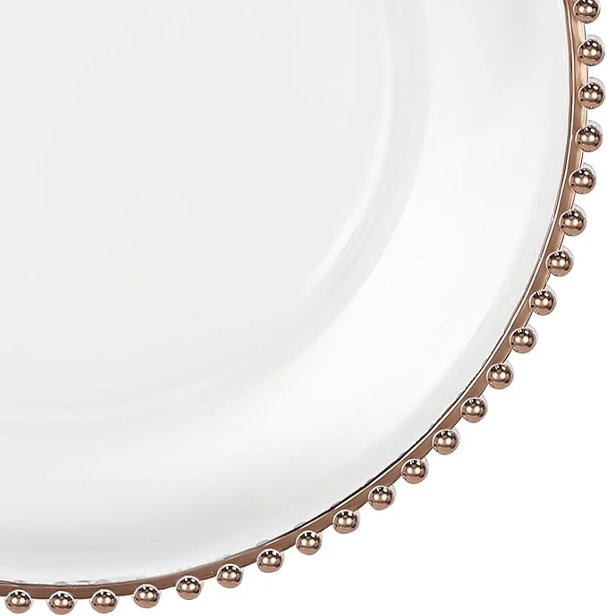 50 Pcs Charger Plates Set, Round Charger Plates, Reusable Serving Plates Embossed Rim Plastic Chargers Plate Decorative Round Plate Chargers for Dinner Plate Table Wedding Shower Decoration