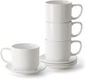 DOWAN 12oz Coffee Mugs, Cappuccino Cup and Saucer Set of 4, Tea Cups by DOWAN