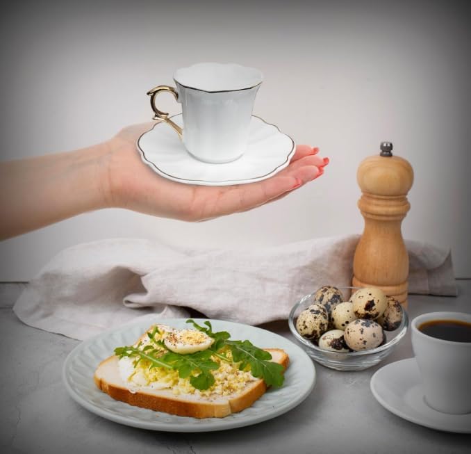 BTaT- Porcelain Espresso Cups Set, 3 oz, 6 Set, Small Coffee Mugs - Image 4