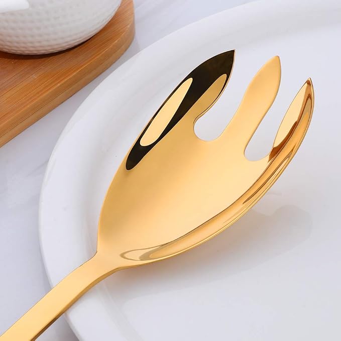 12 Inches Salad Spoon and Fork Sets，Stainless Steel Salad Server Sets, Cooking - Image 5