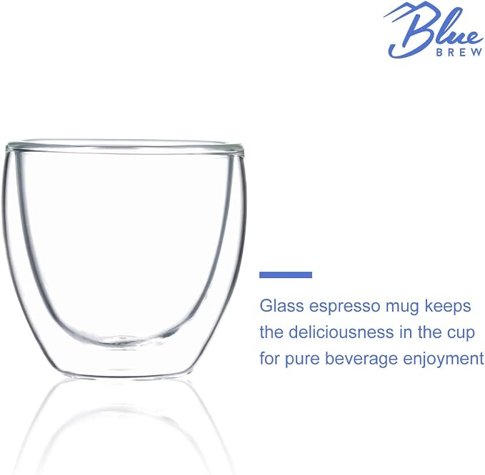 BLUE BREW 2.5oz Expresso Shots Cup, Double-Walled Insulated Glass Coffee Cups - Image 2
