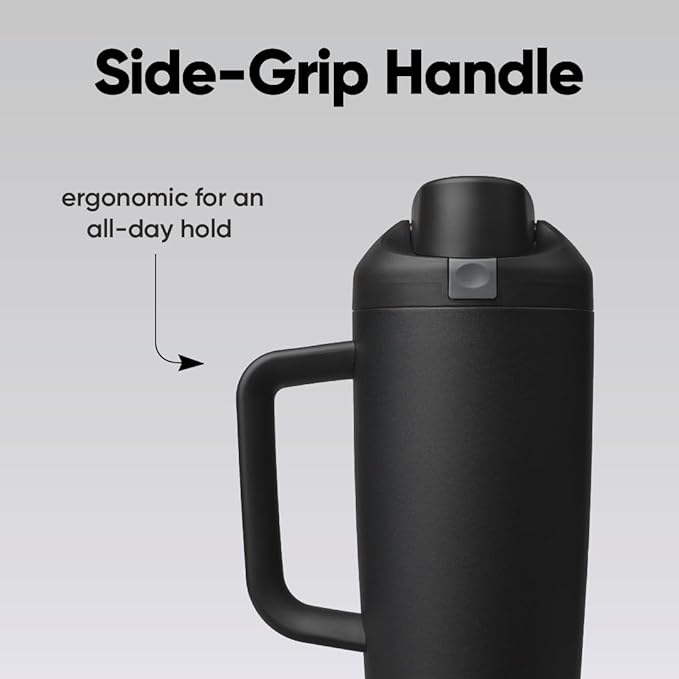 Owala FreeSip Tumbler Stainless Steel Water Bottle 30 oz Very, Very Dark | - Image 5