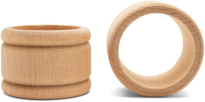 Unfinished Wood Napkin Rings Set of 24, 1-3/4 Inch Wooden Napkin Rings for Decorating and Crafting, Colonial Style, by Woodpeckers