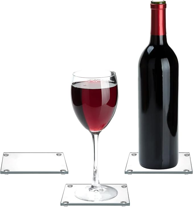 Set of 6 Square Glass Drink Coasters, 3.5"x3.5" Crystal Coasters - Image 4