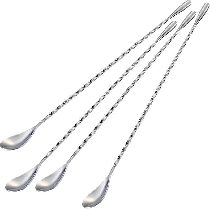 Bar Spoon Cocktail Mixing Stirrers, 12” Long Handle, Long Drink Spoons by Briout