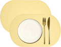 uxcell 2 Pcs Oval Silicone Placemat, 15.4" x 10.4" Non-Slip Washable Table Placemats Heat Resistant Waterproof Mat with High Edge for Table Kitchen Desk Protection, Yellow