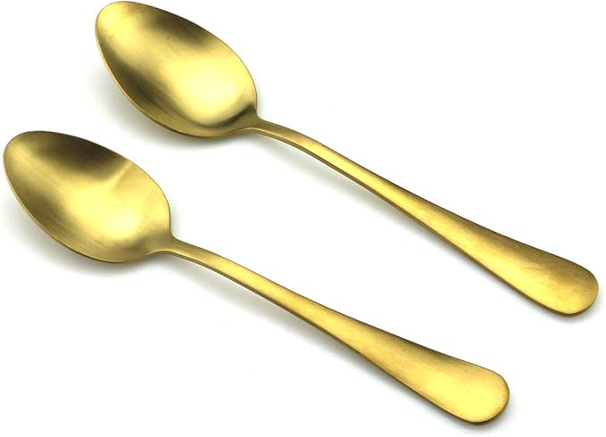 JASHII Modern Royal 5 Pcs Matte Gold 18/10 Stainless Steel Utensils Cutlery Dinnerware Set w/Drinking Straw, Knife Fork and Spoon Flatware Set for Wedding Festival Christmas Party Service for 1