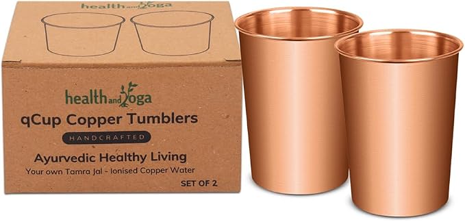 HealthAndYoga™ qCup Pure Copper Tumblers by SoulGenie