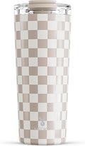 Meoky 24 oz Insulated Travel Coffee Mug: Leak Proof Lid, Checkmate | Stainless by MEOKY