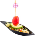 Restaurantware 1 Ounce Dipping Sauce Bowls 100 Disposable Dipping Sauce Dishes - Canoe Shaped Unique Design Black Plastic Small Dishes For Dips Appetizers Desserts Or Samples