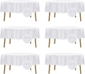 Fokitut 6 Pack Waterproof Round Tablecloth, 70 Inch, Stain Resistant and Wrinkle Polyester Table Cloth, Fabric Table Cover for Kitchen Dining, Wedding, Party, Holiday Dinner-White