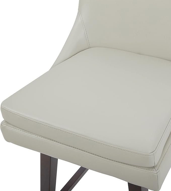 CHITA Counter Height Swivel Bar Stools Set of 3, FSC Certified Upholstered Faux Leather Barstool Chairs with Back, 26.8" H Seat Height, PU Leather in Creamy Grey