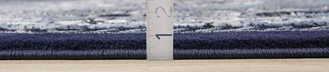 Modern 5x7 Navy Traditional Living Room Rug - Area Rugs for Living Room, Dining & Bedroom - Hand Carved Runner Carpet - Durable Polyester - Non-Fade, Stain-Resistant - Turkish Made
