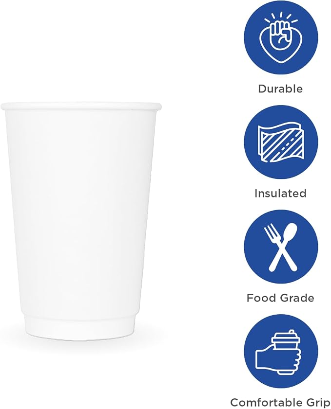 Karat 10 oz Double-Wall Insulated Coffee Cup White Paper Hot Cup - Image 2