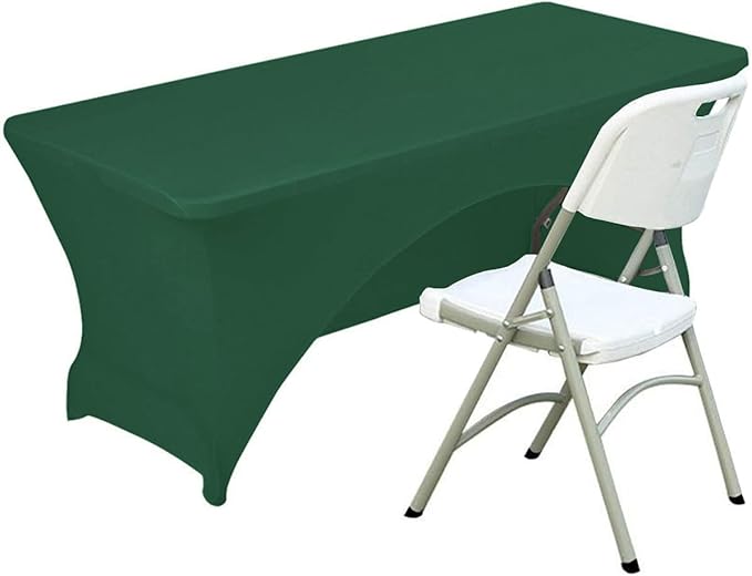 Spandex Table Cover 4 ft. Fitted Polyester Tablecloth Stretch Table Cover Table Topper Open Back - Emerald Green
