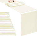 10-Pack Ivory 12 x 108 inches Long Premium Satin Table Runner | Wedding by REWOMC