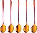 Buyer Star 5-pieces Rainbow Red Dinner Table Spoons 8-Inch Stainless Steel Metal Korean Soup Spoons
