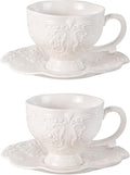 KAMMAK Tea Cups and Saucers Set of 2, 7.8 oz Porcelain Coffee Cups, 565N | by KAMMAK