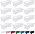 Pureegg Spandex Tablecloth 6ft - 12 Pack, Fitted and Tight Cloth for Rectangle Table, Wrinkle-Free and Stretch Table Cover for Party, Wedding, Banquet and Birthday, White