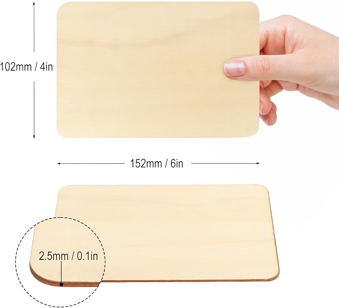 80 Pieces Rectangle Unfinished Wood Pieces, 4 x 6 Inch Natural Wood Cutout Tiles - Image 2