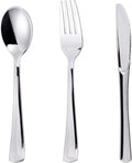 200PCS Silver Plastic Silverware, Disposable Utensils & Cutlery | 100 Forks by N9RTABLEWARE