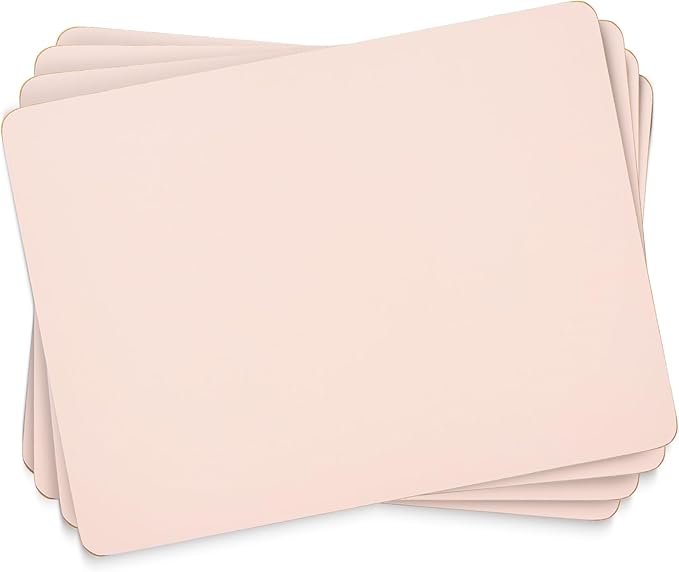Pimpernel Millennial Pink Placemats, Set of 4 – (15.7" x 11.7") Elegant Blush Rose Dining Table Mats with 5mm Cork Backing, Heat & Stain Resistant Lacquer Finish, Rectangular Design