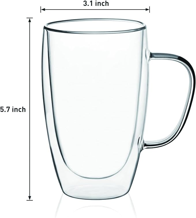 Espresso Cups Set Of 2, Double Walled Glass Coffee Mugs - Image 3