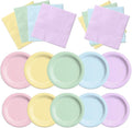 CMUSKO Pastel Party Decorations-150Pcs Rainbow Plates and Napkins Pastel by CMUSKO