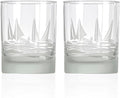 Rolf Glass Regatta 13oz Double Old Fashioned Glass | Set of 2 Whiskey Cocktail Tumblers | Engraved and Lead-Free | Made in the USA | Nautical Sailboat Design